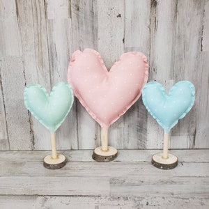 Valentine Polka Dot Heart Decor / Valentine Mantel Decor / Rustic Valentine&#39;s / Farmhouse Valentine&#39;s Decor/Valentine Coffee Bar