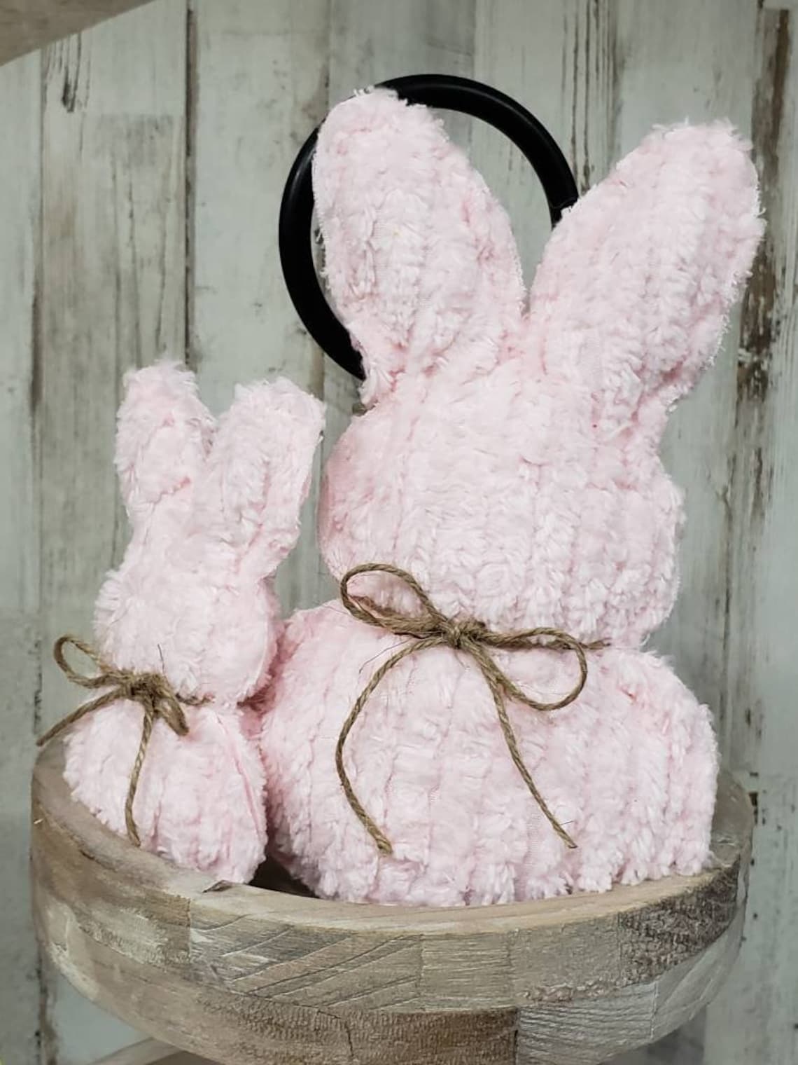 Pink Chenille Bunny / Chenille Decor / Easter Mantel Decor/ Farmhouse ...