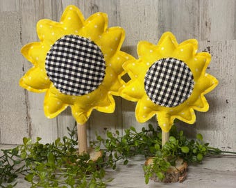 Fabric Sunflower / Farmhouse Summer Decor / Sunflower tier tray / Sunflower Bowl Filler / Summer Coffee Bar