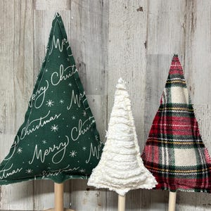 Set of 3 Fabric Christmas Trees, Chenille Decor, Farmhouse Winter Decor, Farmhouse Christmas, Christmas Mantel, Winter Mantel Decor