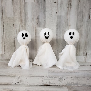 Fabric Ghost On Wooden Stand / Halloween Mantel Decor / Halloween Decor / Fall Tiered Tray Decor / Halloween Coffee Bar