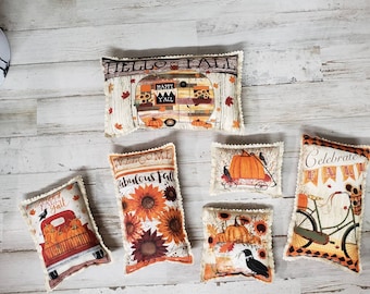 Fall Mini Pillows / Hello Fall / Pumpkin Decor / Fall Truck Decor /Fall Teir Tray /Fall Bowl Filler / Gather Mini Pillow /Apple Cider Decor