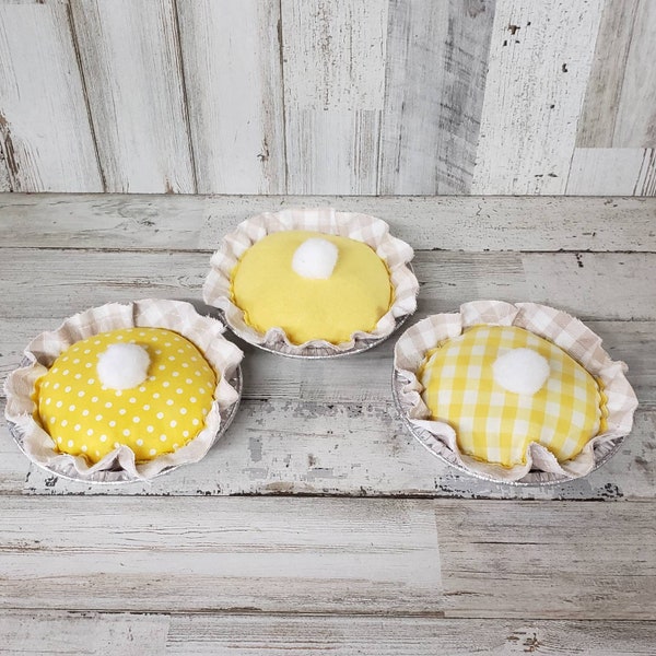 Fabric Lemon Meringue Pie, Lemon Decor, Lemon Tiered Tray Decor, Lemon Pie, Fabric Lemons, Plush Lemon, Spring Lemon Decor