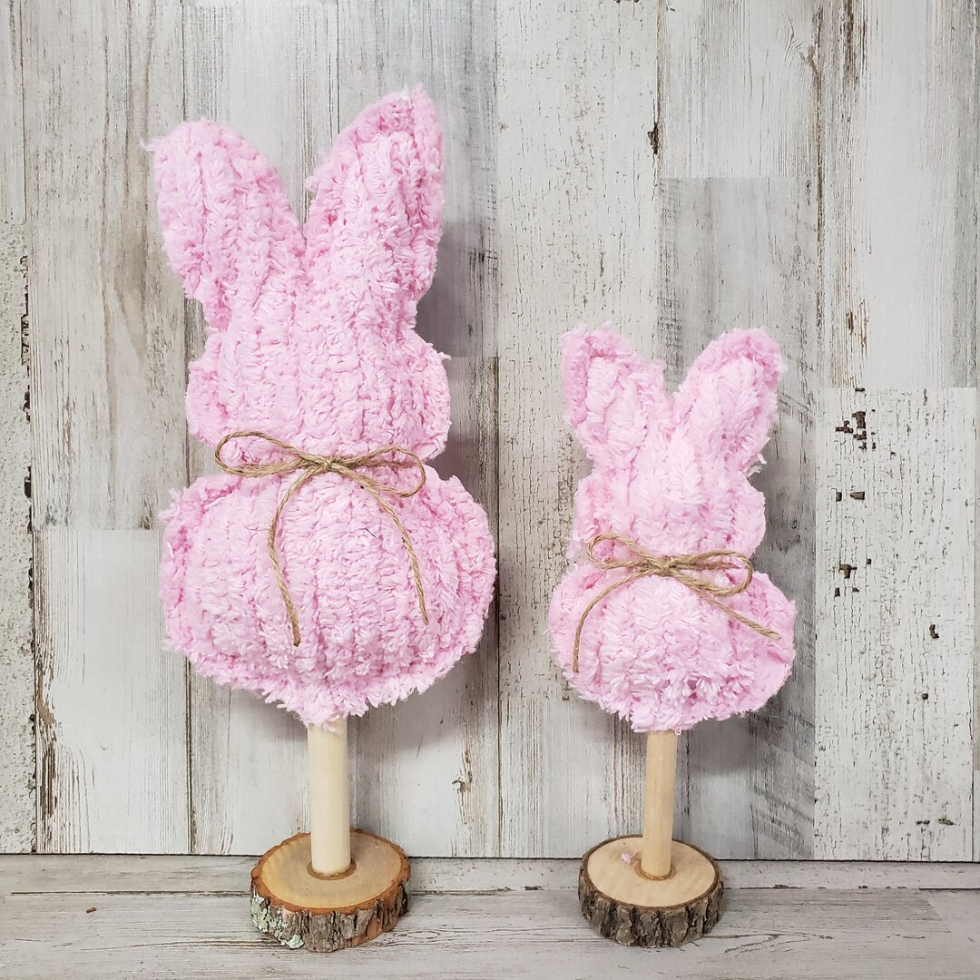 Pink Chenille Bunny / Chenille Decor / Easter Mantel Decor/ Farmhouse ...
