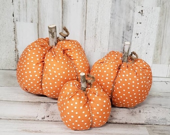 Calabazas De Tela A Cuadros Para Decoración De Otoño - Hechas A Mano, Varios Estilos, Tallo De Plástico