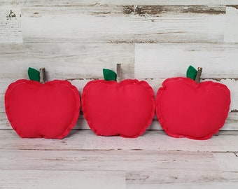 Rellenos de tela Apple Bowl / Decoración de bandeja escalonada de manzana / Decoración de cafetería / Decoración de otoño de granja / Decoración de manzana / Decoración de repisa de otoño