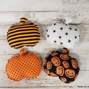Set of 4 Halloween Fabric Pumpkins / Halloween Pumpkin Decor / Halloween Decor / Hocus Pocus Tiered Tray Decor / Halloween Bowl Filler image 1