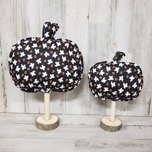 Ghost and Jack-O-Lantern Fabric Pumpkins / Halloween Mantel Decor / Halloween Decor / Fall Tiered Tray Decor / Halloween Coffee Bar