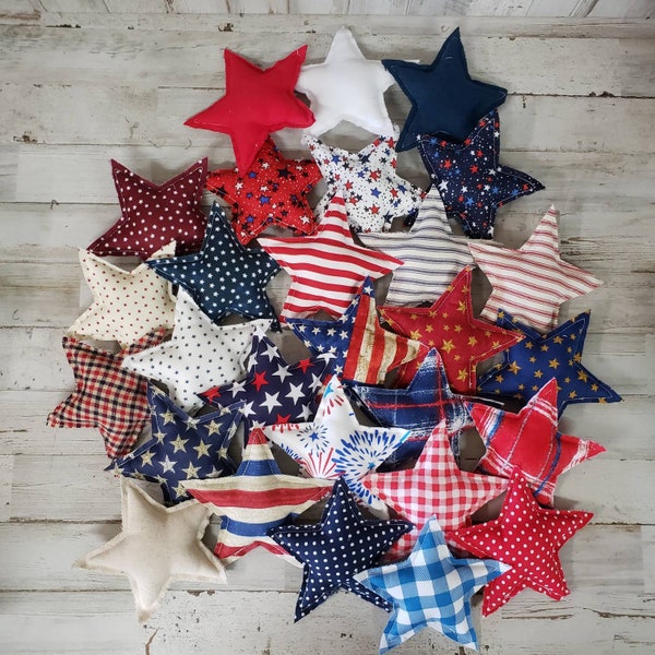 Patriotic Fabric Star Bowl Fillers / Patriotic Plush Stars / Independence Day Tiered Tray  /4th July Tiered Tray/ Memorial Day Decor