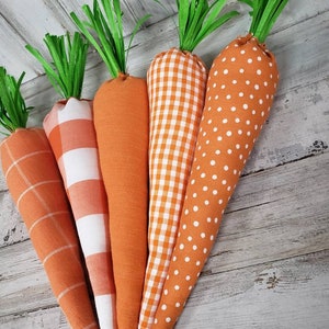 Orange Plaid Fabric Carrots / Orange Gingham Fabric Carrots / Farmhouse Easter / Spring Bowl Filler / Easter Party Decor image 3