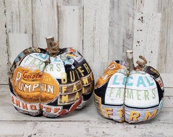 Farmhouse Fall Pumpkin / Decoración de la granja / Apoyo a la decoración local / Fall Mantel / Pumpkin Coffee Bar / Fabric Pumpkins / Pumpkin Decor