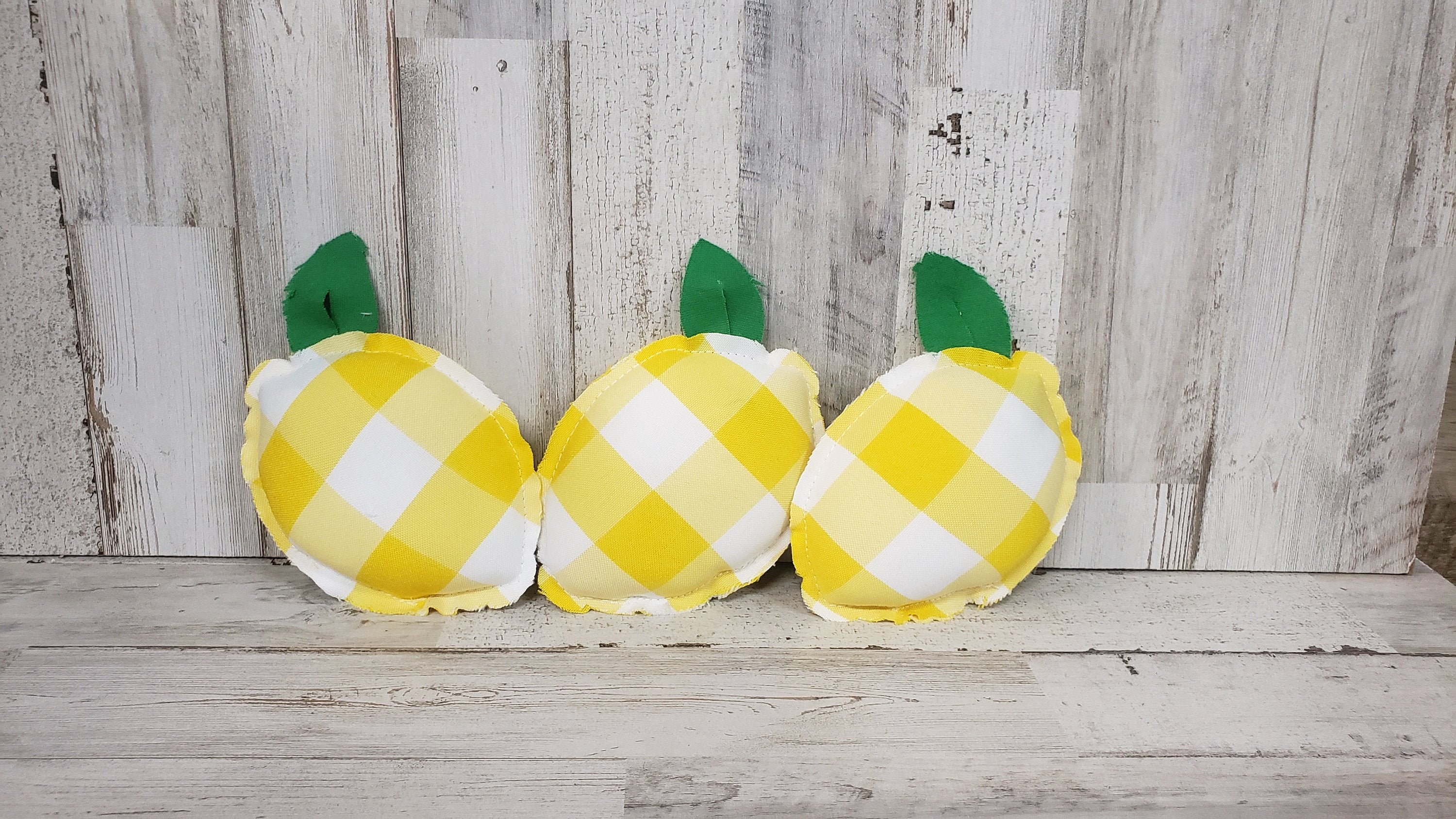 Yellow Plaid Fabric Lemons / Lemon Home Decor / Summer Decor / Lemon …