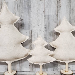 Linen Fabric Christmas Trees, Farmhouse Christmas Decor, Christmas Mantel, Neutral Christmas, Farmhouse Mantel,  Linen Christmas
