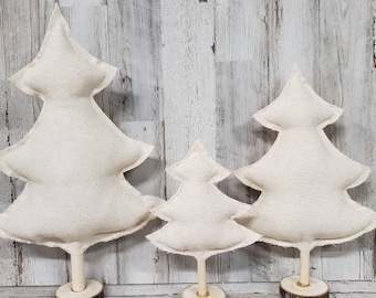 Alberi di Natale in tessuto lino, Decorazioni natalizie per agriturismo, Mantello di Natale, Natale neutro, Mantello per agriturismo, Biancheria di Natale