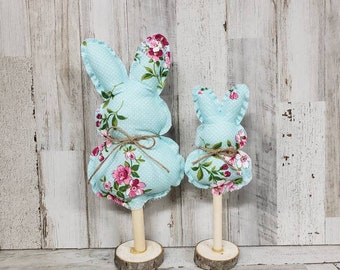 Easter Mantel / Floral Fabric Bunnies / Floral Bunnies / Farmhouse Easter / Country Bunny / Farmhouse Easter Tier Tray / Flower Easter Decor