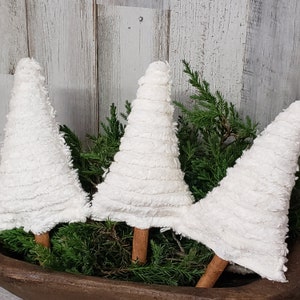 Chenille Fabric Christmas Tree, Chenille Decor, Farmhouse Winter Decor, Farmhouse Ornaments, Christmas Decor, Christmas, Winter Decor