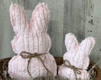 Pink Chenille Bunny / Chenille Decor / Easter Mantel Decor/ Farmhouse Easter Decor / Spring Decor / Neutral Easter / Tier Tray Filler