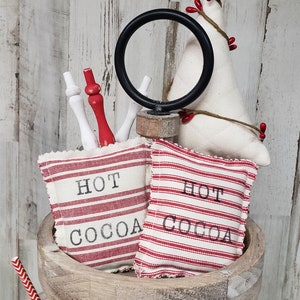Fabric Faux Hot Cocoa Packet / Tiered Tray Decor / Hot Chocoloate Decor / Farmhouse Christmas Tiered Tray Decor, Hot Cocoa Bar Decor