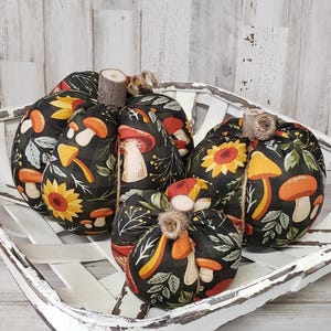 Fall Woodland Pumpkin Decor, Fall Mushroom Pumpkin, Sunflower Pumpkin, Fall Entryway Decor, Mushroom Decor, Fall Table