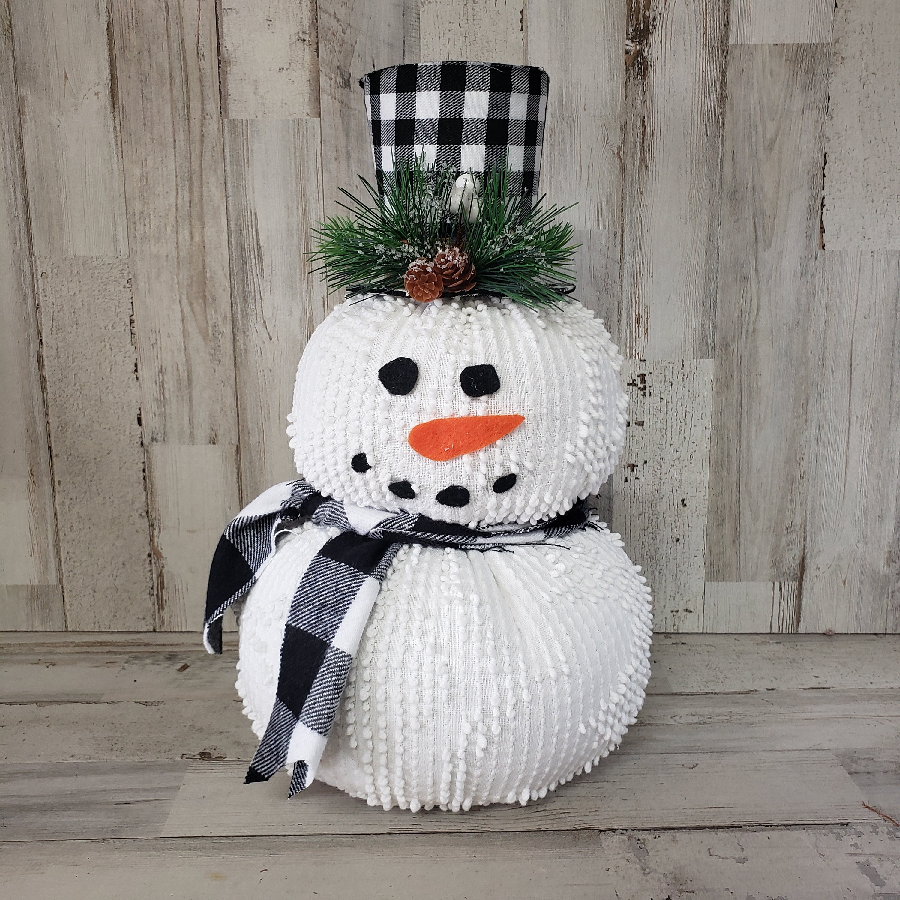 Chenille Snowman, Stand Alone Snowman, White Chenille Christmas