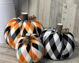 Halloween Fabric Pumpkins / Candy Corn Decor / Spider Web Pumpkins  / Ghost Fabric Pumpkins