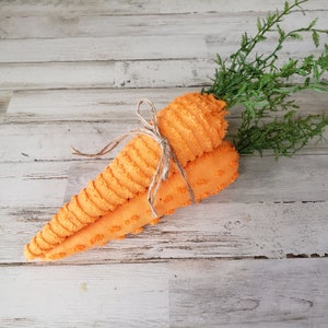 Easter Fabric Carrots / Chenille Carrots / Neutral Carrots / Neutral Farmhouse Easter / Heirloom Decor / Neutral Easter Decor