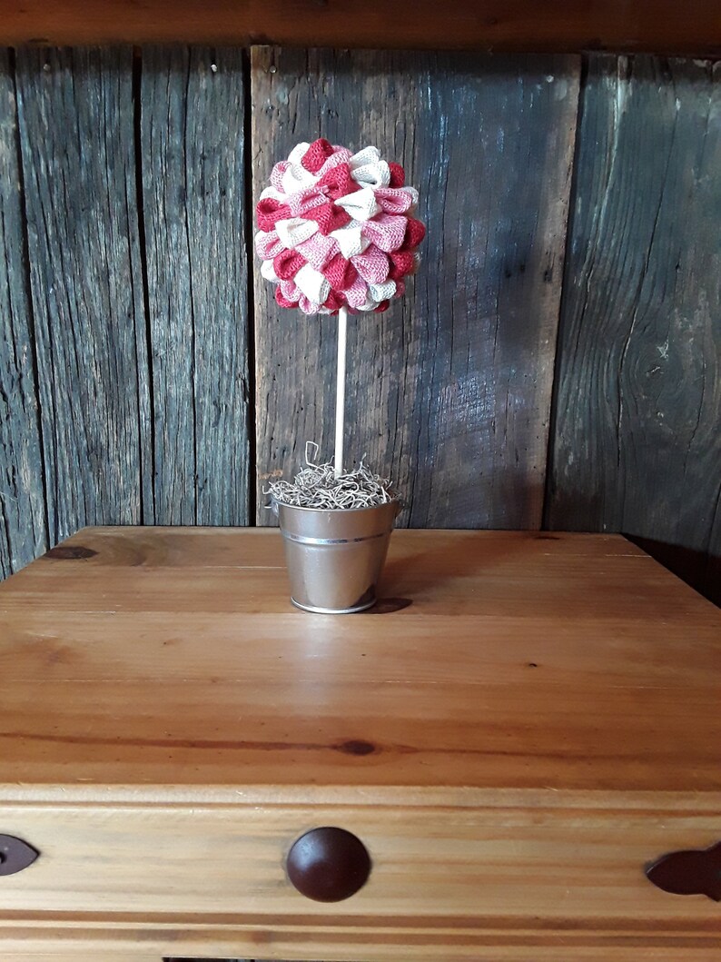 Valentine S Day Topiary Tree Burlap Ball Table Etsy