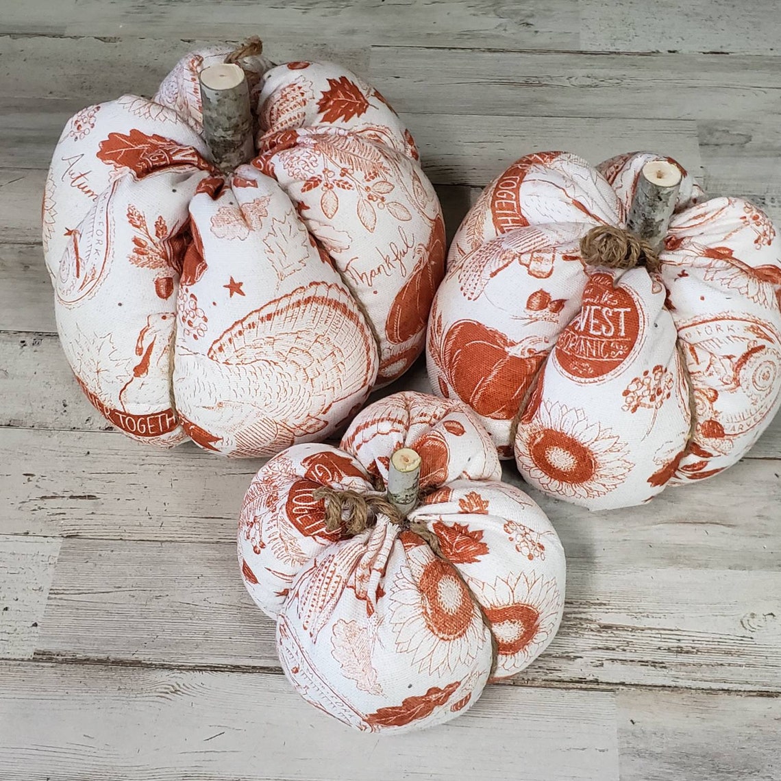 Fall Fabric Pumpkin, Turkey Decorations, Thanksgiving Pumpkins ...