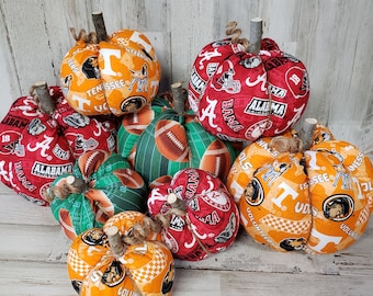 Football Pumpkins Handmade, Tennessee Vols Decorations , Roll Tide Decor, Alabama Decor, Fabric Pumpkins, Football Decor, Florida Gators