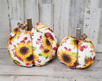 Calabaza de girasol / Decoración de otoño de granja / Decoración de girasol / Relleno de otoño de girasol / Barra de café de calabaza / Calabazas de tela / Decoración de calabaza