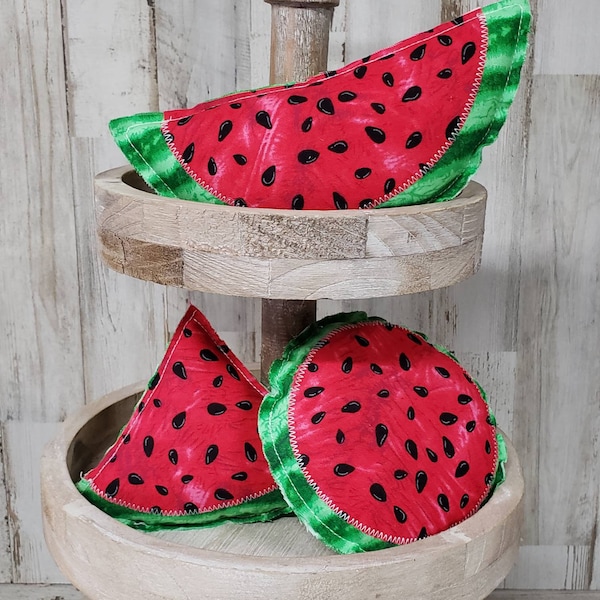 Mini Fabric Watermelon Tiered Tray Filler / Fabric Fruit Filler / Watermelon Decor Bowl Filler / Tier Tray Decor / Farmhouse Kitchen Decor