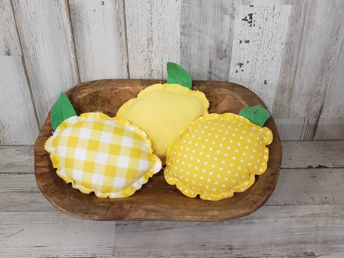 Set of 3 Fabric Lemons / Lemon Home Decor / Summer Decor / Etsy