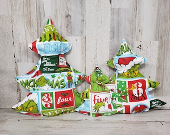 Grinch Christmas Tree / Grinch Christmas / Grinchmas Decor / Grinch Decor / Grinch Tiered Tray / Fabric Grinch Tree