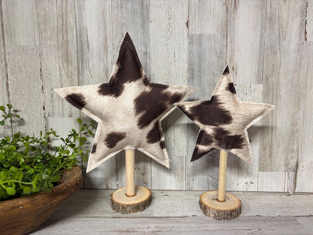 Cow Print Fabric Stars, Patriotic Decor, Farmhouse Western Decor, Cow ...