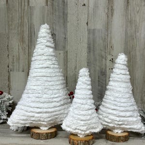 Chenille Fabric Christmas Trees, Chenille Decor, Farmhouse Winter Decor, Farmhouse Christmas Decor, Christmas Mantel, Winter Mantel Decor