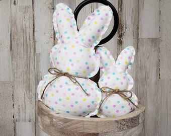 Polka Dot Fabric Bunny / Easter Bowl Filler / Fabric Bunnies / Farmhouse Easter Decor / Bunny Butt Decor, Easter Tiered Tray