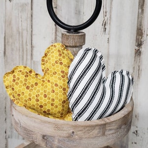 Honey Bee Tiered Tray Hearts / Honey Bee Decor / Bee Decor /Bee Tiered Tray / Farmhouse Bee Kitchen /Tiered Tray Pillow / Fabric Bee Hearts