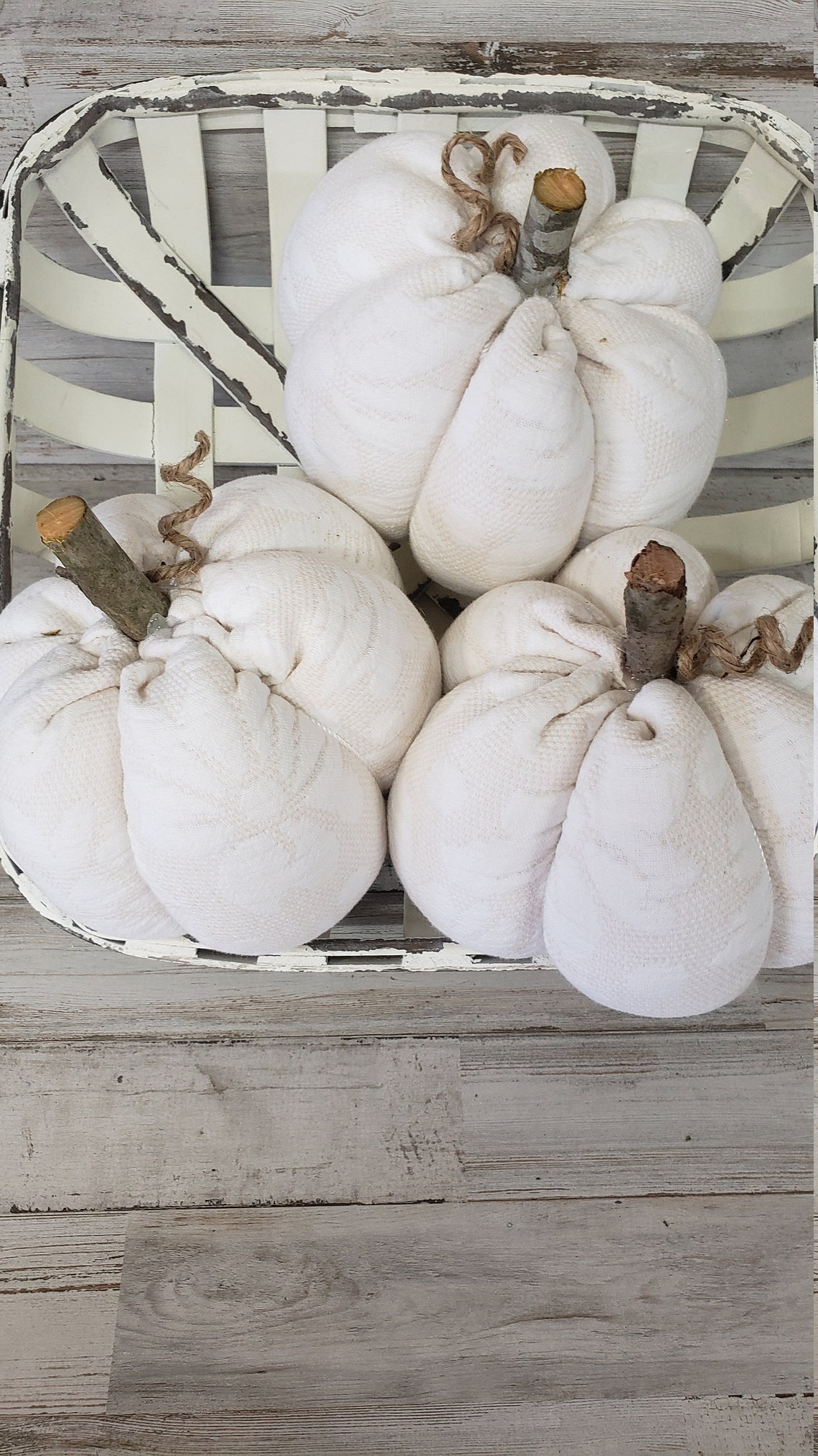 White Chenille Pumpkin Handmade Rustic Fall Decorations | Etsy