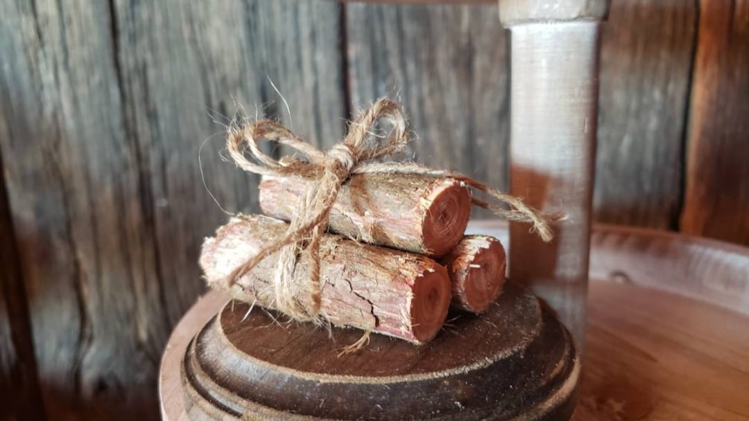 S'more Tiered Tray Decor, Mini Wood Log Bundle, Rustic Decor, Mini Wood