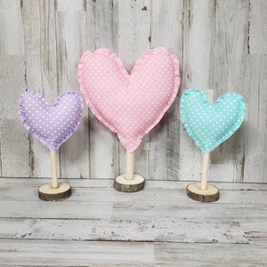 Valentine Polka Dot Heart Decor / Valentine Mantel Decor / Rustic Valentine&#39;s / Farmhouse Valentine&#39;s Decor/Valentine Coffee Bar