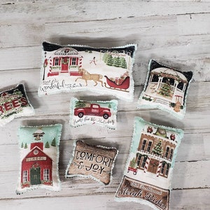 Mini almohadas navideñas / Decoración navideña de granja / Almohada con bandeja escalonada / Relleno de cuenco navideño / Decoración de camión rojo / Navidad de granja