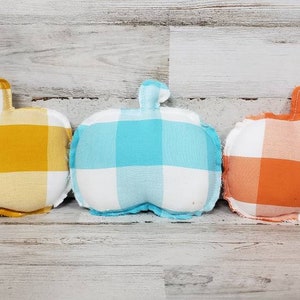 Set of 3 Farmhouse Pumpkins /Fabric Pumpkins / Fall Bowl Filler / Halloween Decor / Fall Tiered Tray Decor / Halloween Bowl Filler