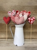 Fabric Heart Picks, Valentine Mantel Decor, Farmhouse Valentine's Decor, Valentine Plant Stacks, Valentine Photo Booth Prop, Valentine Decor