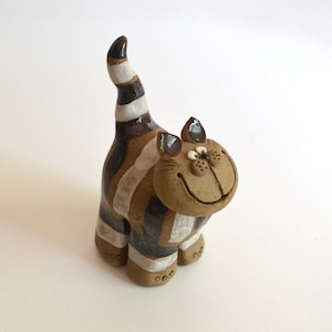Vintage Ceramic Striped Cat Figurine by Nancy Eckland