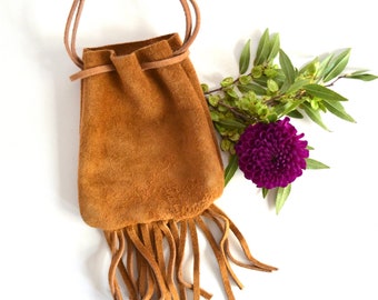 Vintage Tan Suede Amulet Bag