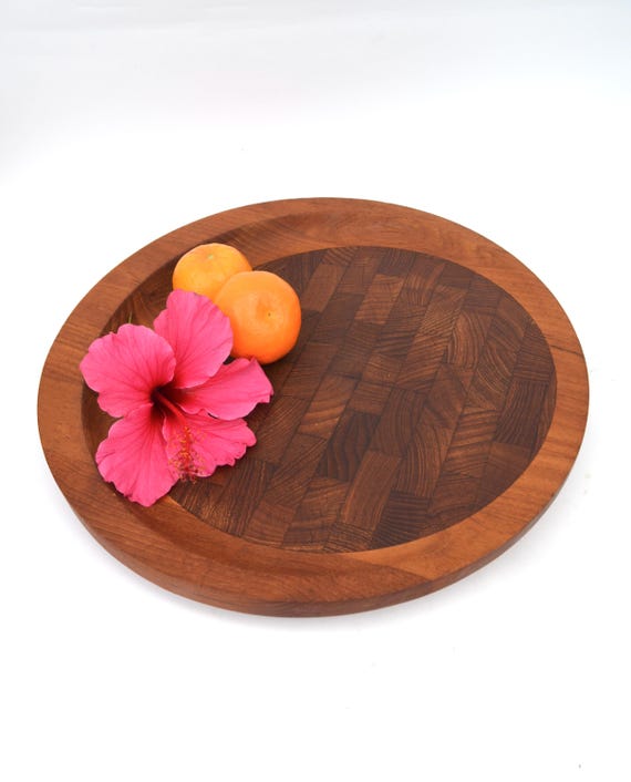 Mid-Century Staved Teak Slanted Cutting Board Serving Tray by Jens Harald Quistgaard for Dansk