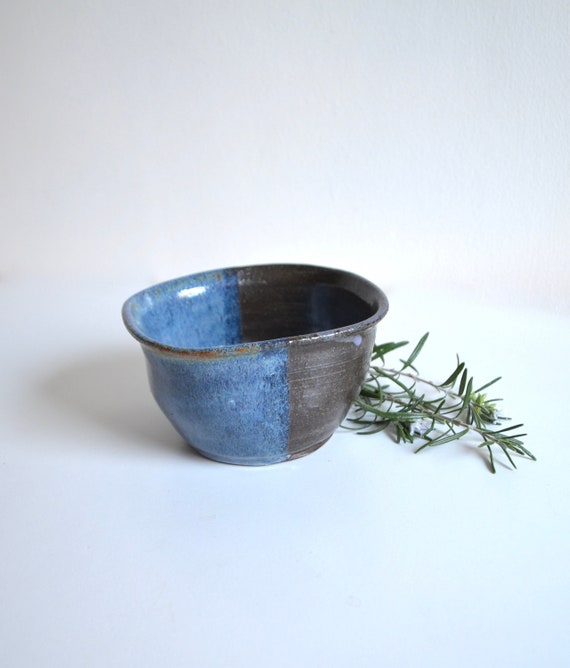 Small Vintage Blue and Brown Studio Pottery Ceramic Bowl