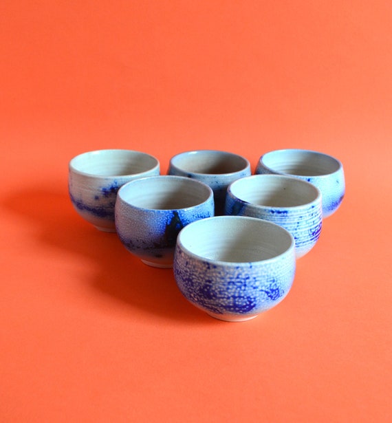 Vintage Vivika and Otto Heino Set of Six Stoneware Tea Bowls