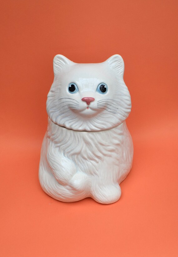 Vintage White Katy Cat Cookie Jar by Metlox Potteries