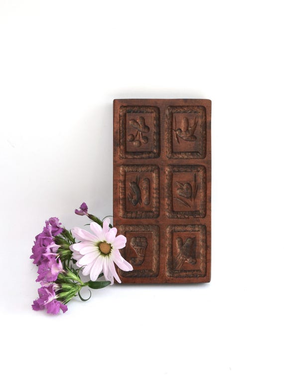 Vintage Six Section Wood Butter Cookie Mold